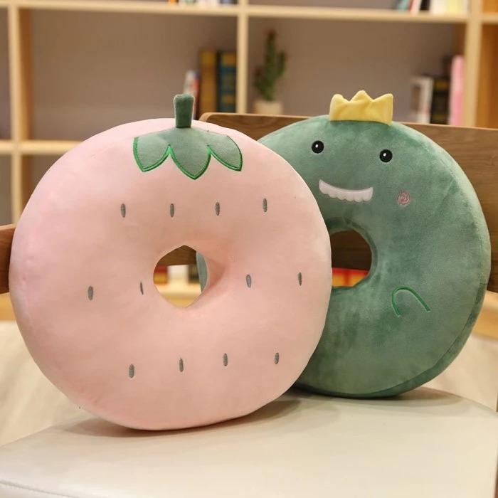 Boneka Bantal Donat Dino / Carrot / Strawberry / Husky bantal alas Empuk dan Nyaman - Husky