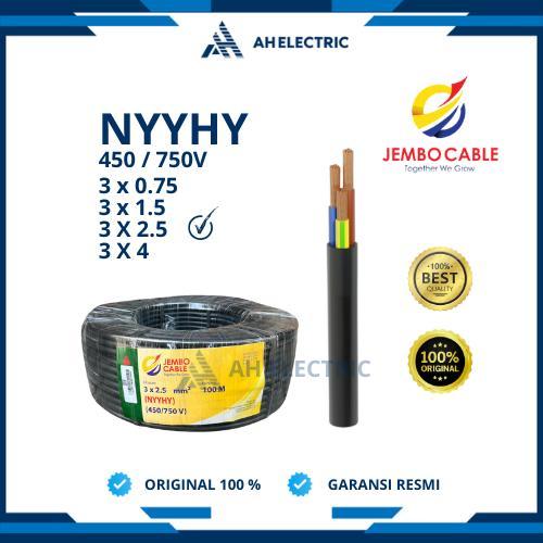 Jembo Kabel Serabut NYYHY 3x2.5 mm / 3 x 2.5 mm / 3x2,5 mm / 3 x 2,5 mm | 1 Roll 25 Meter / 50 Meter