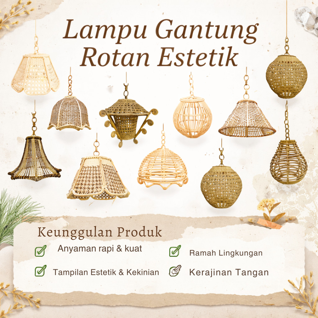Lampu Gantung Plafon Hias Gantung Rotan Lampu Minimalis Lampu Tidur Fitting Lampu Gantung Rotan