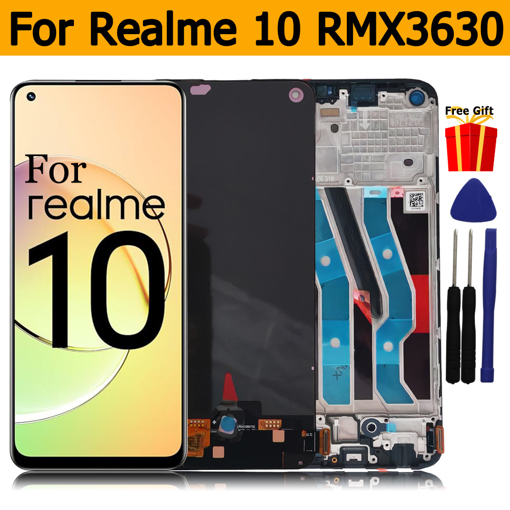 AMOLED For OPPO Realme 10 4G RMX3630 LCD Display With Frame For Realme 10 Touch Screen Digitizer Ass