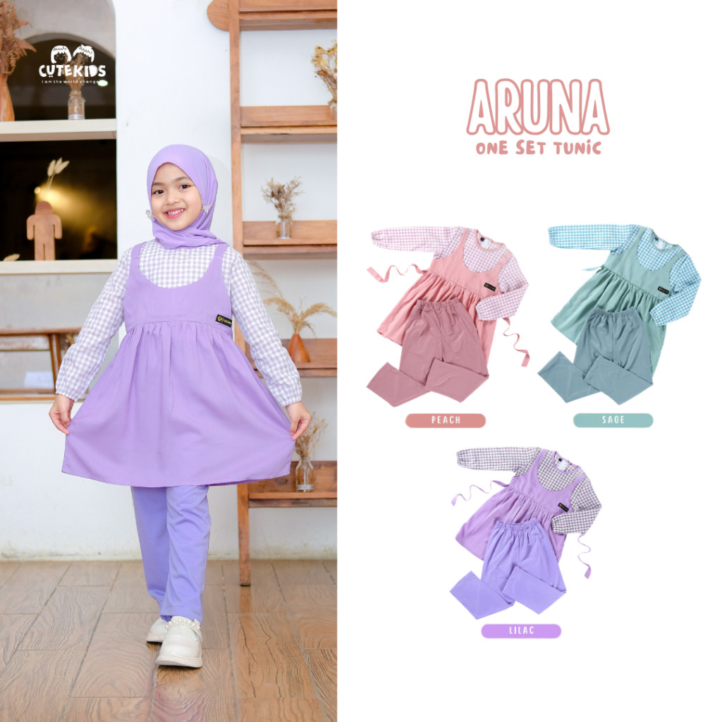 One Set Anak Perempuan Aruna Bahan Rayon Viscose Usia 1 - 8 Tahun