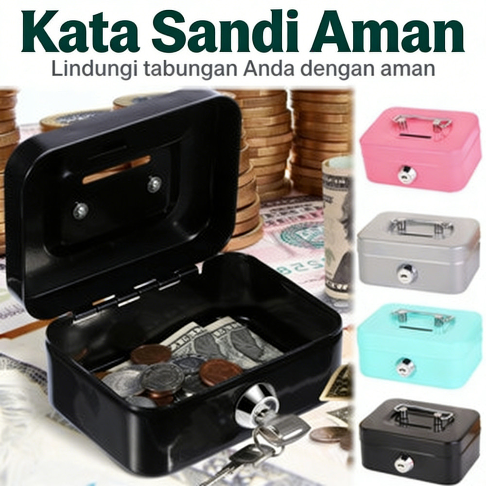 Bahan Baja Uang Brangkas High Quality Box Money Penyimpanan Portable Kunci Kunci Password Kunci Uang