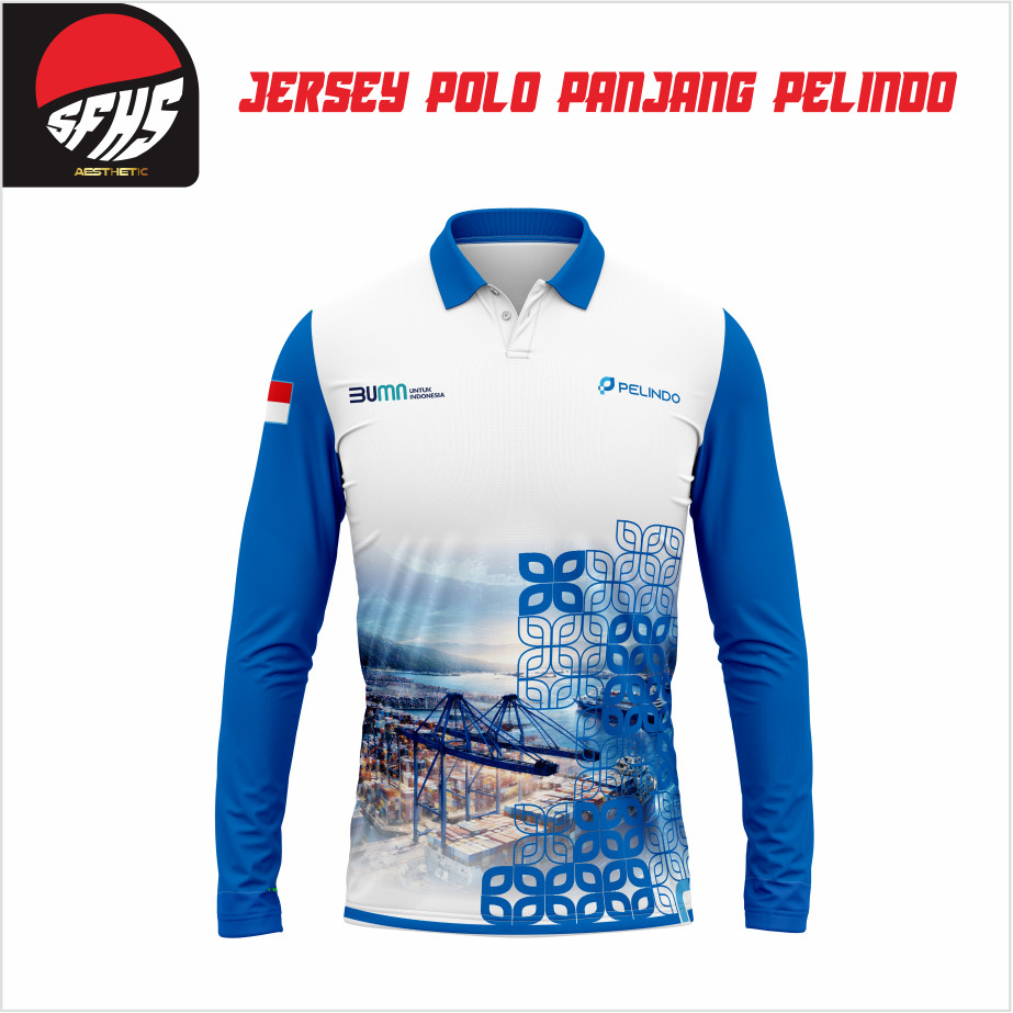 SFHS JERSEY POLO PELINDO LENGAN PANJANG – BAJU OLAHRAGA DESAIN PT Pelabuhan Indonesia (Persero)