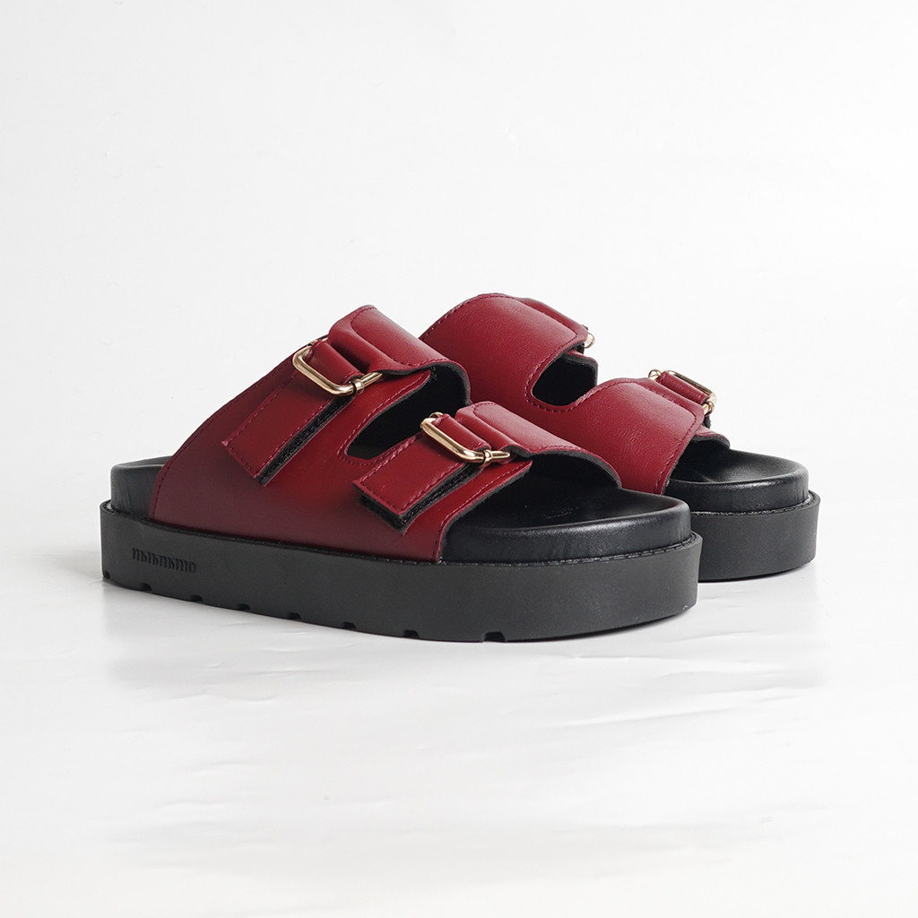 Sandal Wanita Platform Sandal Kulit - Mimosabi | Rimar Maroon Evo