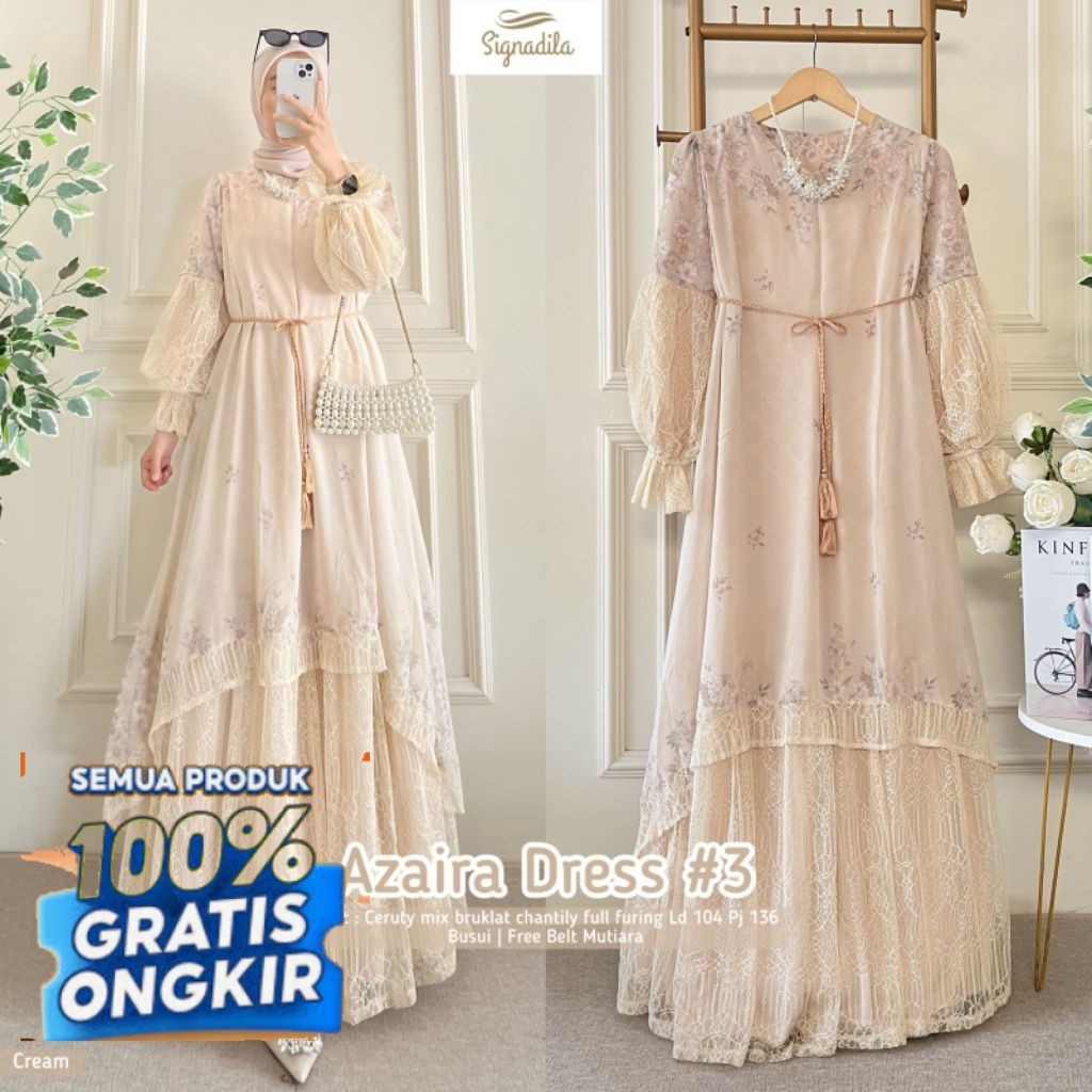 AZAIRA#3 GAMIS TILLE BRUKLAT GAMIS BRUKLAT TILE TEBAL SUPER PREMIUM FREE IKAT PINGGANG PREMIUM KANCI