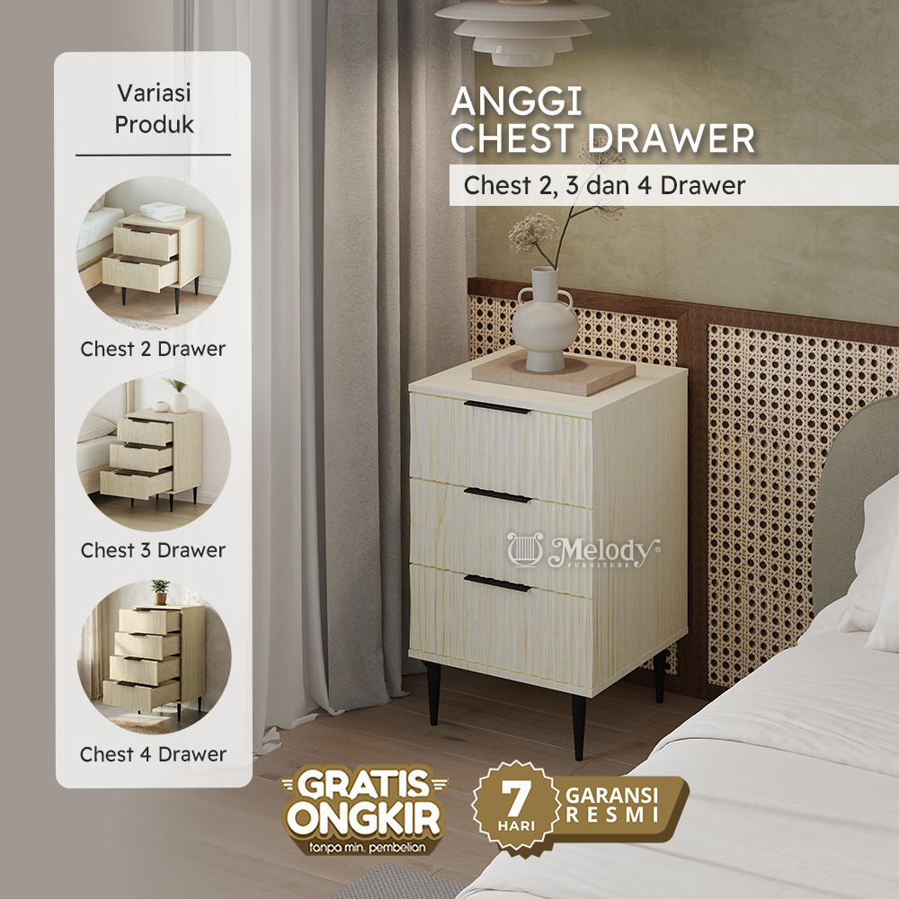 Melody Furniture - Meja Nakas / Laci Sebaguna / Chest / Meja Samping / Meja Lampu - Anggi