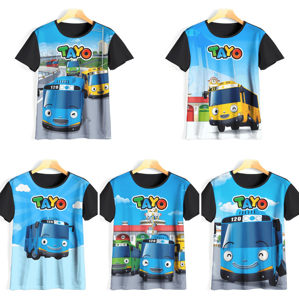 Kaos Tayo the Little Bus 3D Keren Kaos Animasi Tayo Bus Kecil Baju Tayo Bus Kecil Murah Untuk Anak U
