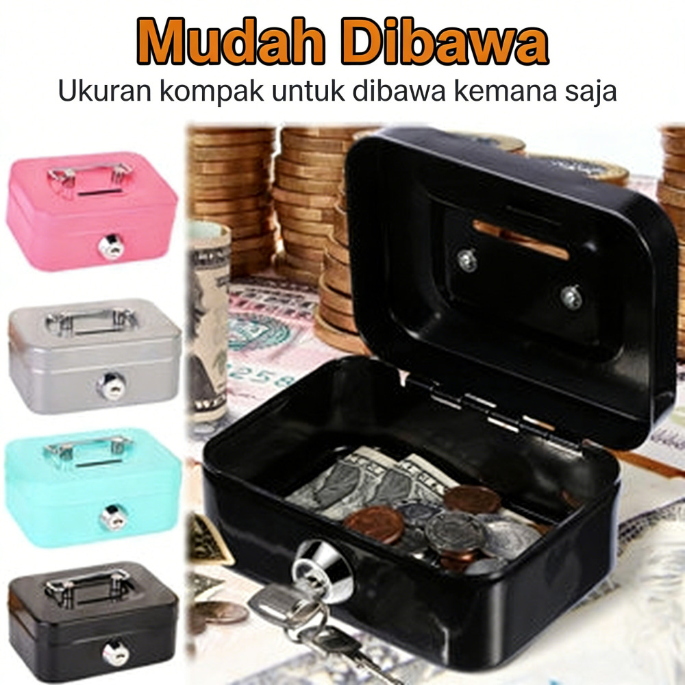 Uang Box Kunci Bahan Kunci Brankas Kunci Penyimpanan Uang Money Portable High Quality Brangkas Baja