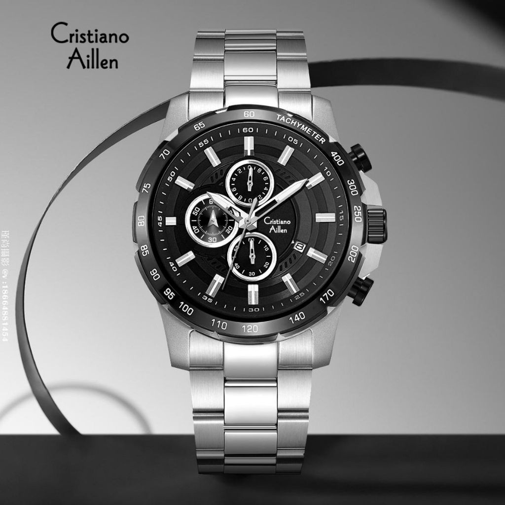 BUY 1 GET 1JAM TANGAN PRIA CRISTIANO AILLEN ORIGINAL CHRONO AKTIF SEMUA 8908 RT