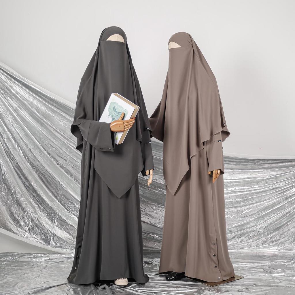 Allev Triangle Acacia Set Abaya Gamis Dress dan FK Triangle Premium Wanita Dewasa Kekinian Mina Anti