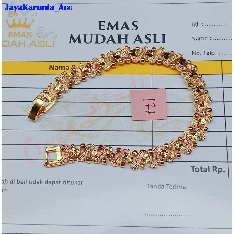 Gelang Hong Kong Emas muda kadar 18,9 Anti Karat Tipe S Bebas Pajak Paling Diminati Fashion Wanita B