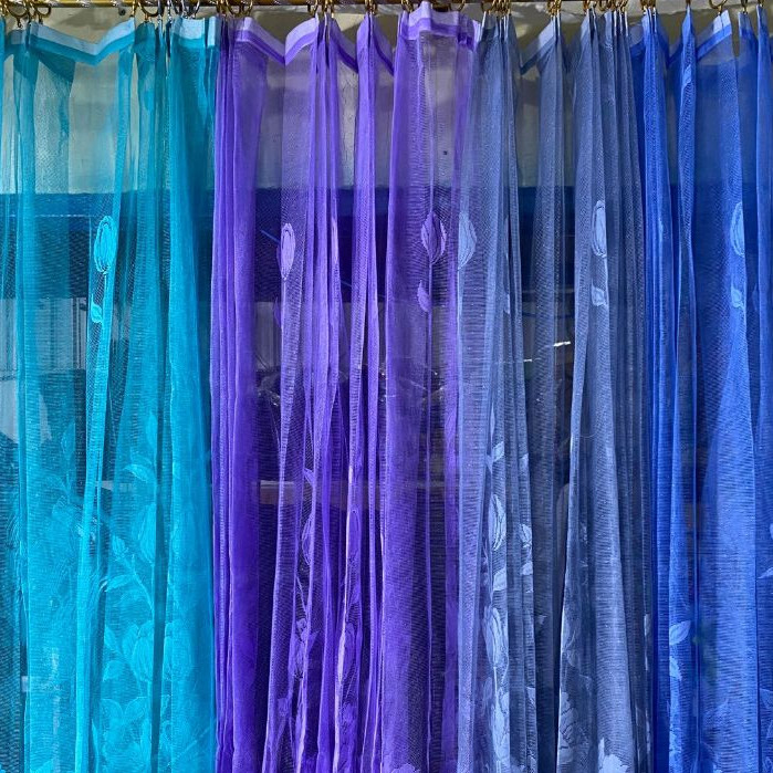 Tirai Puring Gorden Vitras Motif BungaTulip Hijau Toska