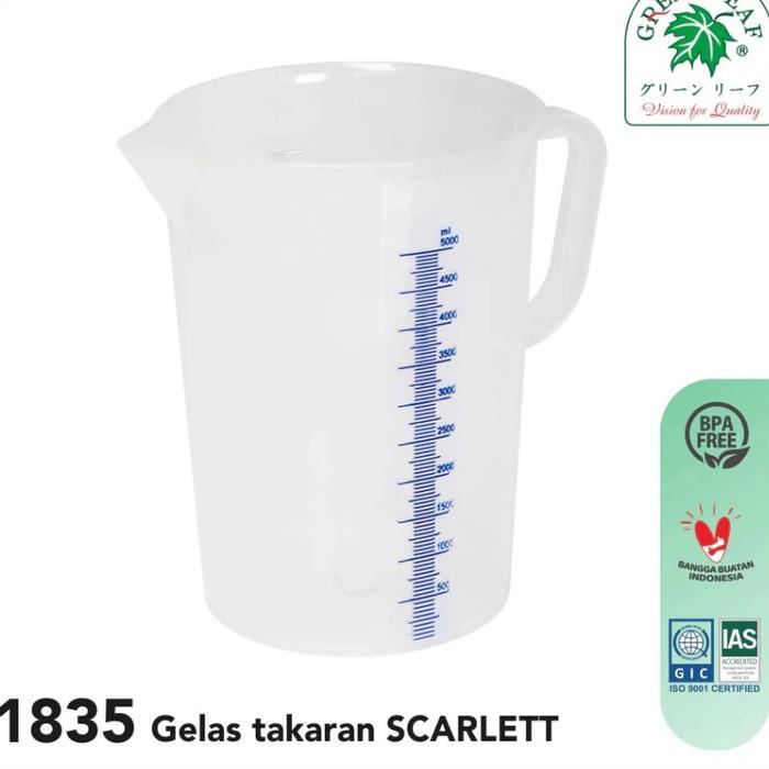SALE Gelas Ukur Air Cairan Takar Plastik 5 Liter 1835 Green Leaf - 1835