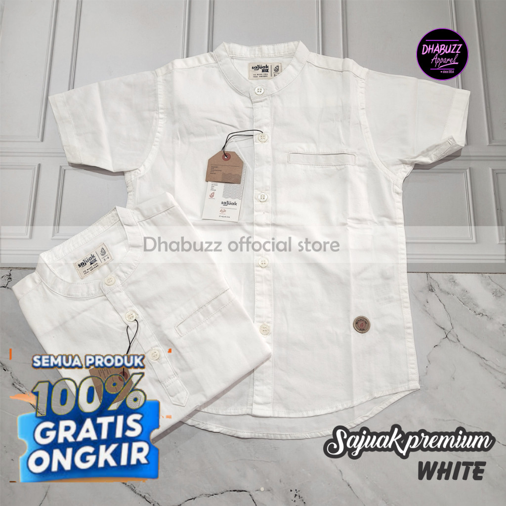 SAJUAK PREMIUM TB PUTIH BAJU KEMEJA KOKO KEMKO COUPLE AYAH ANAK ORIGINAL 2- pakaian pria lainnya