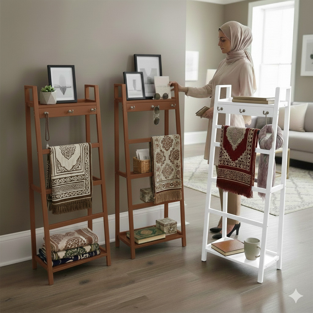 RAK SAJADAH RAK MUKENA RAK ALQURAN -COKLAT PERNIS tempat sajadah