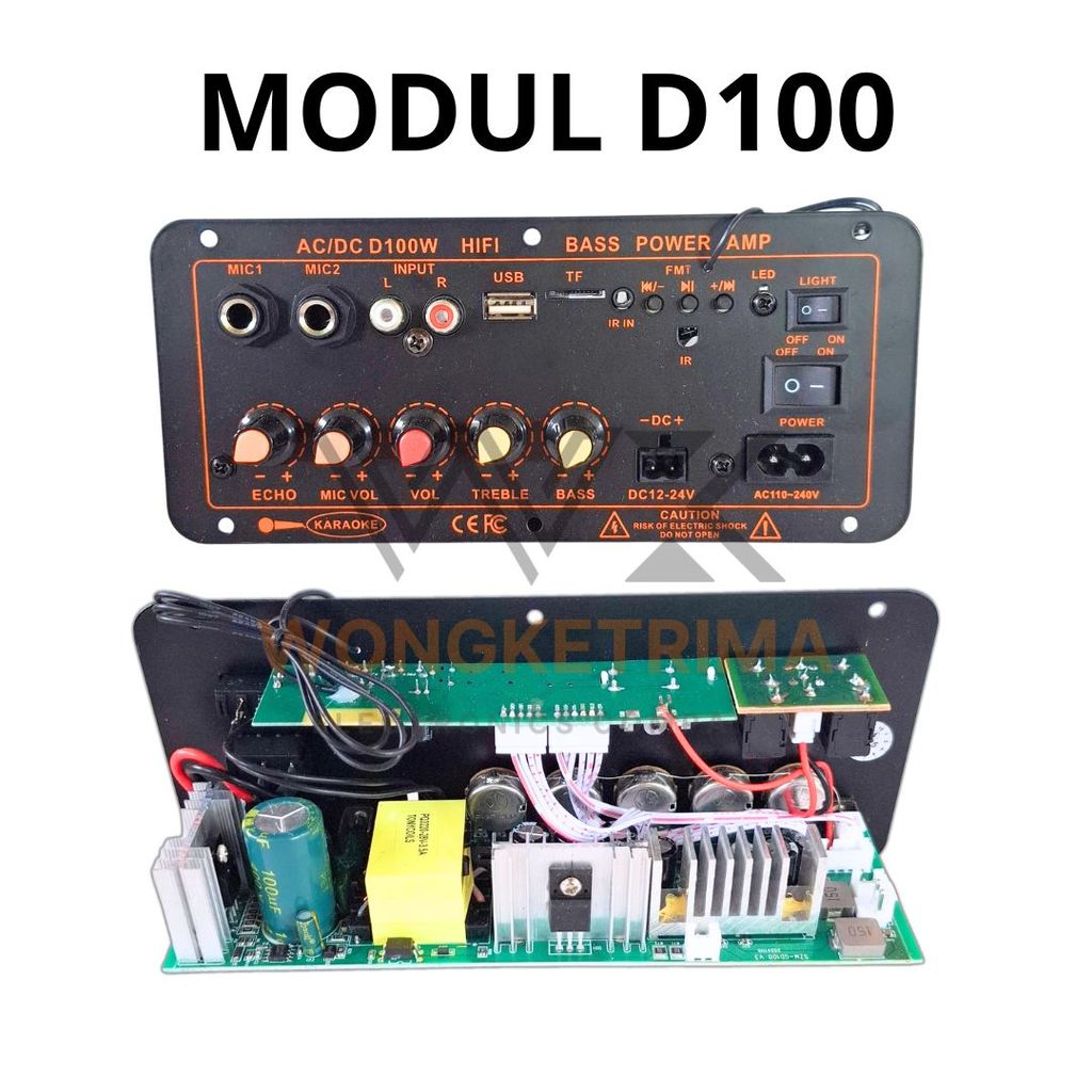 Modul Amplifier D100 MP3 Bluetooth AC DC 100W