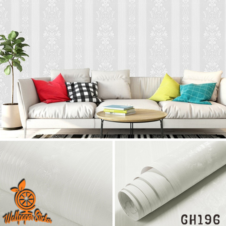 Homedekor Premium Wallpaper Dinding Uk. 8m Motif Batik Bunga Silver Elegan Mewah GH196