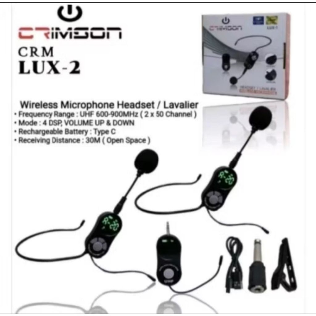 Grosir Mic Headset Wireless Crimson LUX2 / Mic bando 2H Mic Bando Wireless Crimson 2H bisa jepit bis