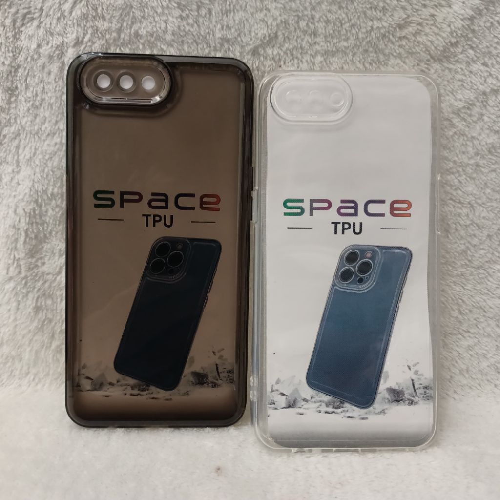 Casing Softcase Premium TPU Transparan Casing Clear Hitam Case HP Oppo A3S A1K Silikon Space Bening 