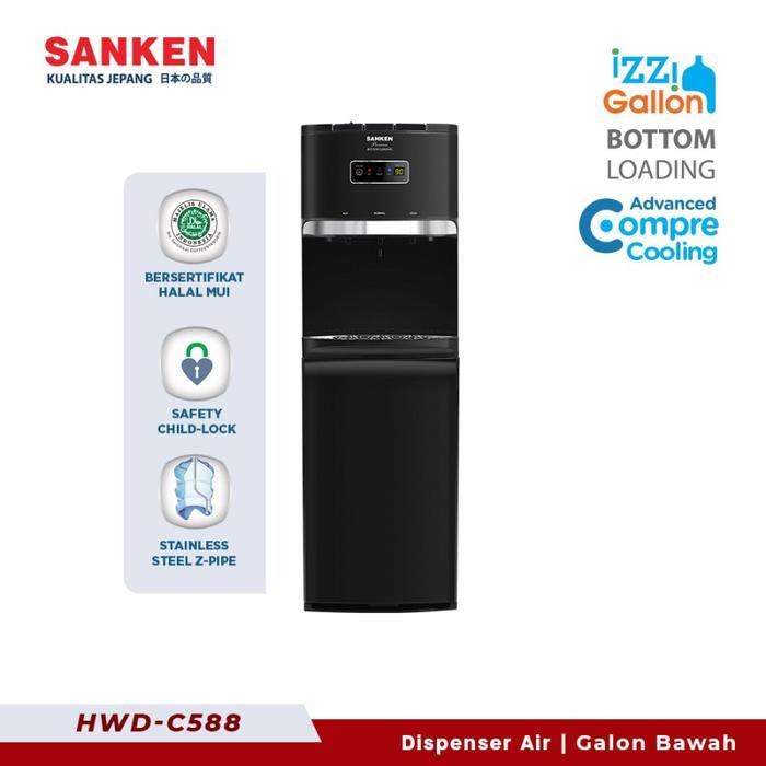 Sanken Dispenser kompresor Air HWD-C588 Galon Bawah Low Watt Hemat 3 Kran Air Panas Normal Dingin St