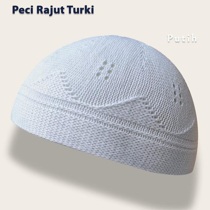 Peci Rajut Turki / Peci Rajut Bahan Katun Tebal / Peci Rajut yaman - Putih, Rajut Turki