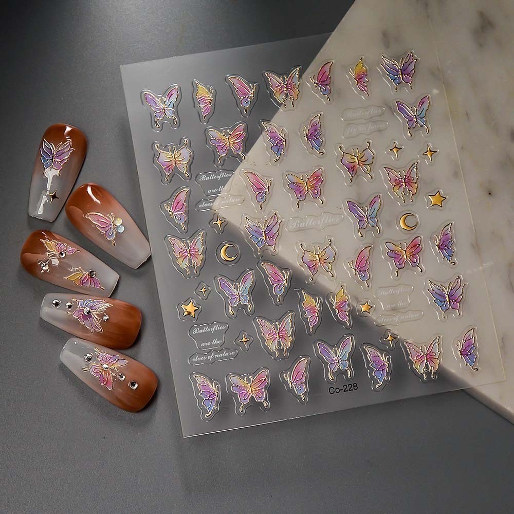 Piririnote - Sticker Kuku Kupu-Kupu Butterfly 5D Sticker Timbul Sticker Botol Nail Art Sticker STK03