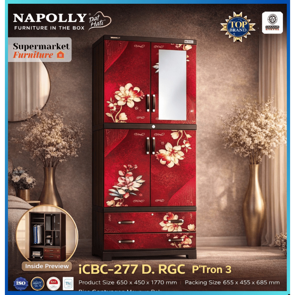 LEMARI PLASTIK GANTUNG NAPOLLY CABRO G85 / GANTUNG + RAK NAPOLLY G81