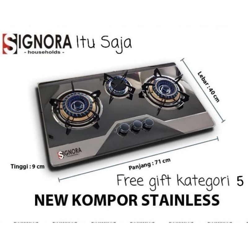 DISKON TERAKHIR - Kompor tanam Signora/New Kompor Stainless Signora