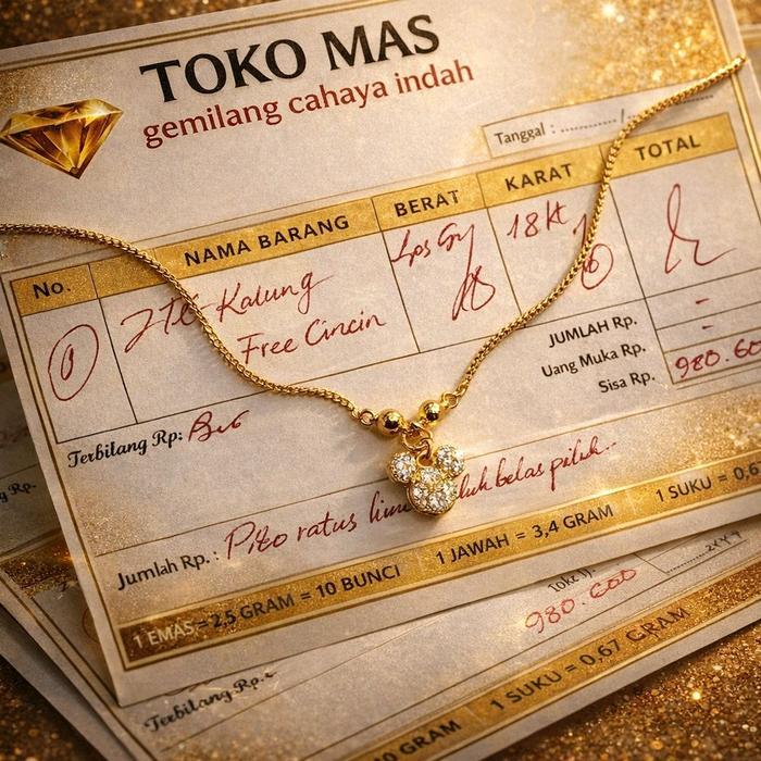 perhiasan wanita emas muda kalung anak motif mikymose