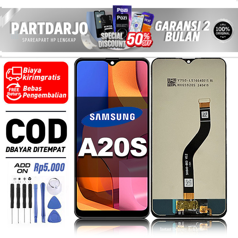 LCD Samsung A20S Touchscreen Fullset-Original Compatible For Glass Touch Screen Digitizer ori-asli C