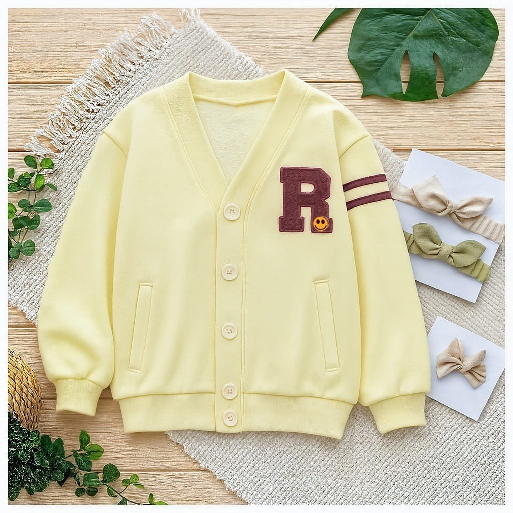 Luxvera —— (Real Picture) Smile Stripe Kids Cardy Outerwear Anak Perempuan Korean Style