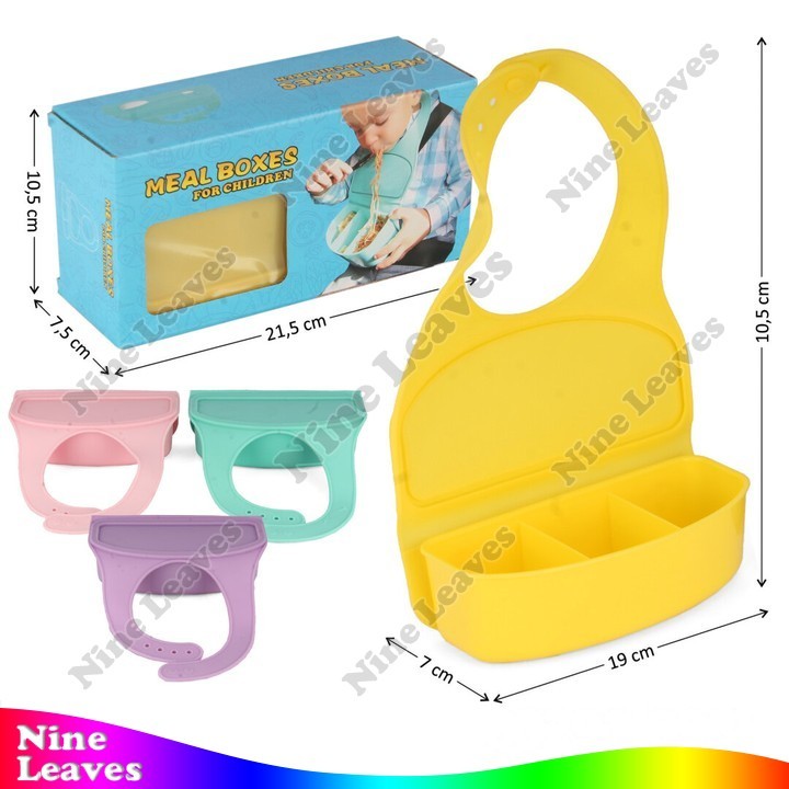 Kotak Makan Bayi Celemek Silikon + Sendok Meal Boxes For Children