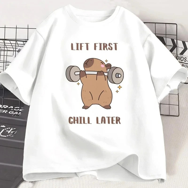 Capybara Gym T-Shirt Women Sports Tee Workout Fitness T Shirt Top Unisex Softstyle Women Tshirt Clot