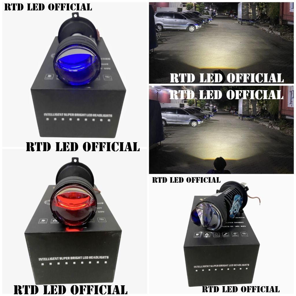 Lampu Utama H4 Mini Biled H4 Blue Lens Devil LED Super Terang