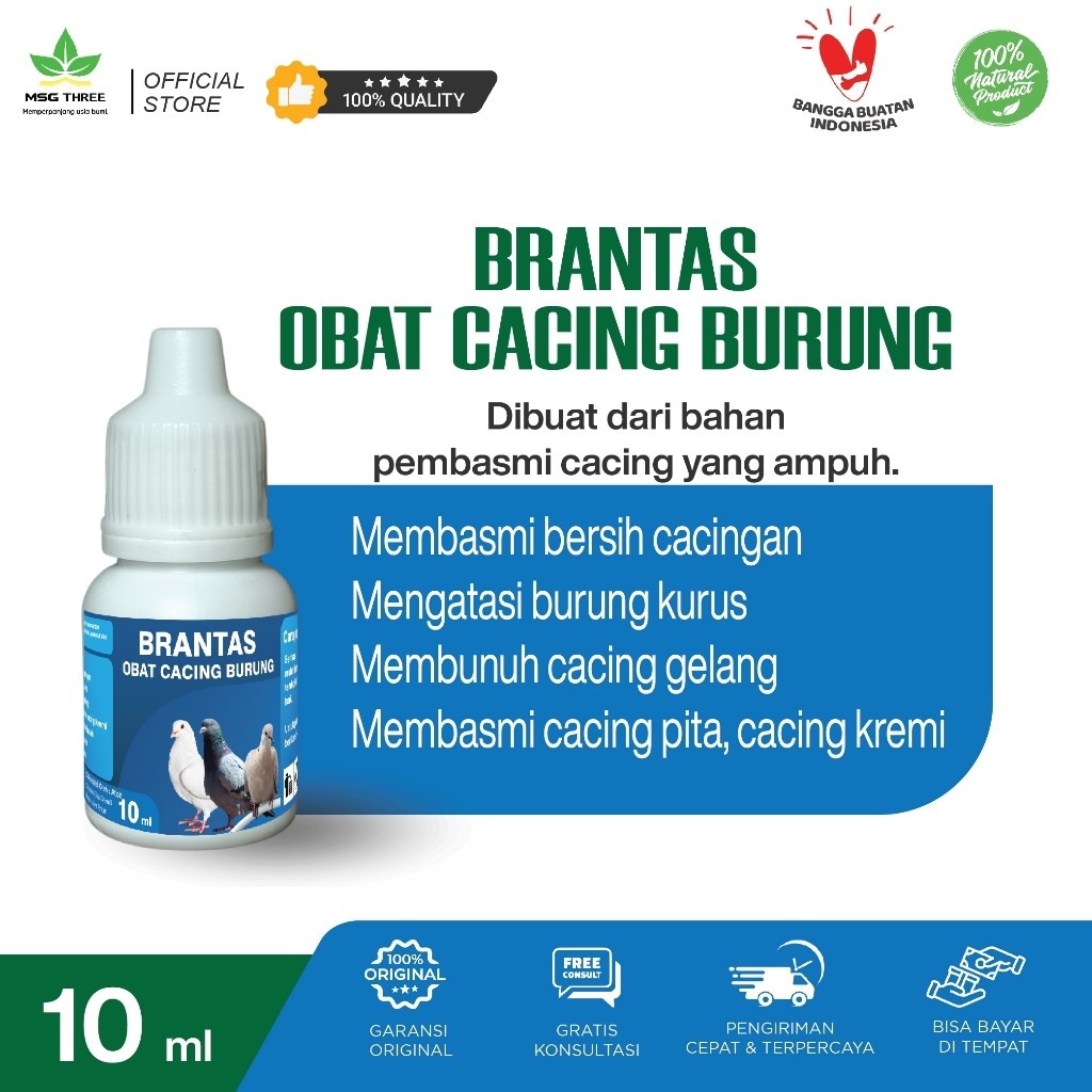 Obat Cacing Kurus Nyilet Bulu Ngembang Untuk Burung Merpati Dara Perkutut Kicau Hias BRANTAS BURUNG