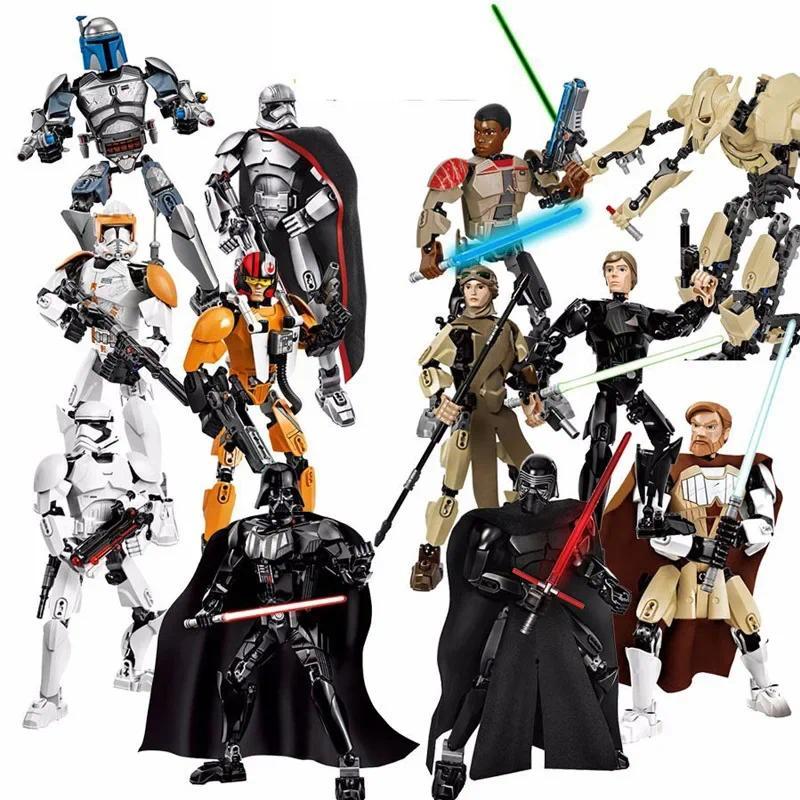 Space Wars Buildable Action Figures Kylo Ren Chewbacca Boba Jango Fett General Grievous Toys for Kid