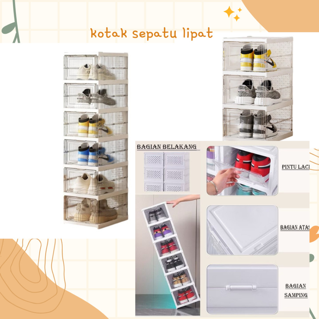 Homeliving Lemari Sepatu Lipat Lemari Sepatu Kotak Sepatu Lipat Rak Lipat Kotak Sepatu Transparan Pl
