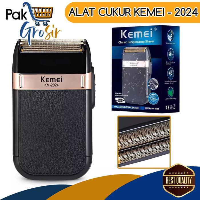 PG Kemei KM 2024 Shaving Alat Cukur Jenggot Kumis Shaver Barbershop - KEMEI 2024