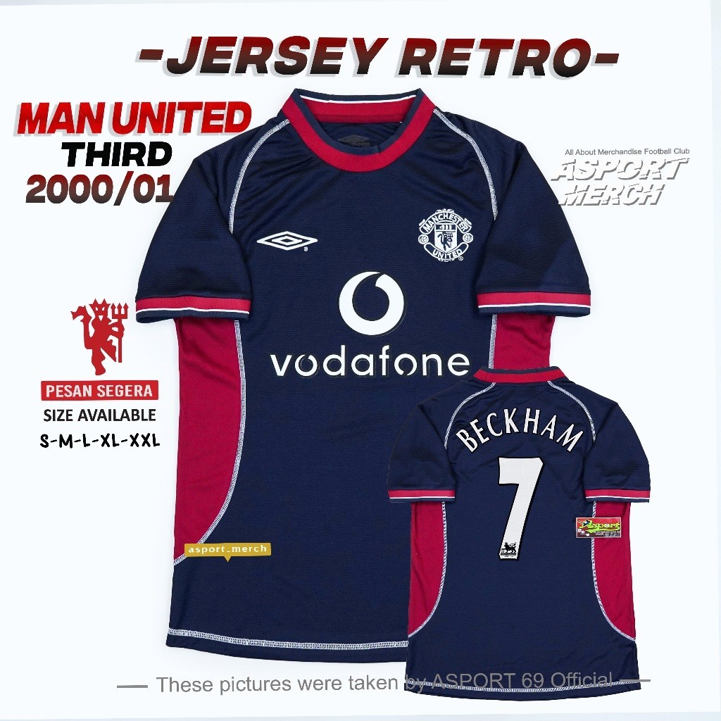 RETRO MU MAN UNITED THIRD 2000 2001 NAVY JERSEY MU 3RD 01 02