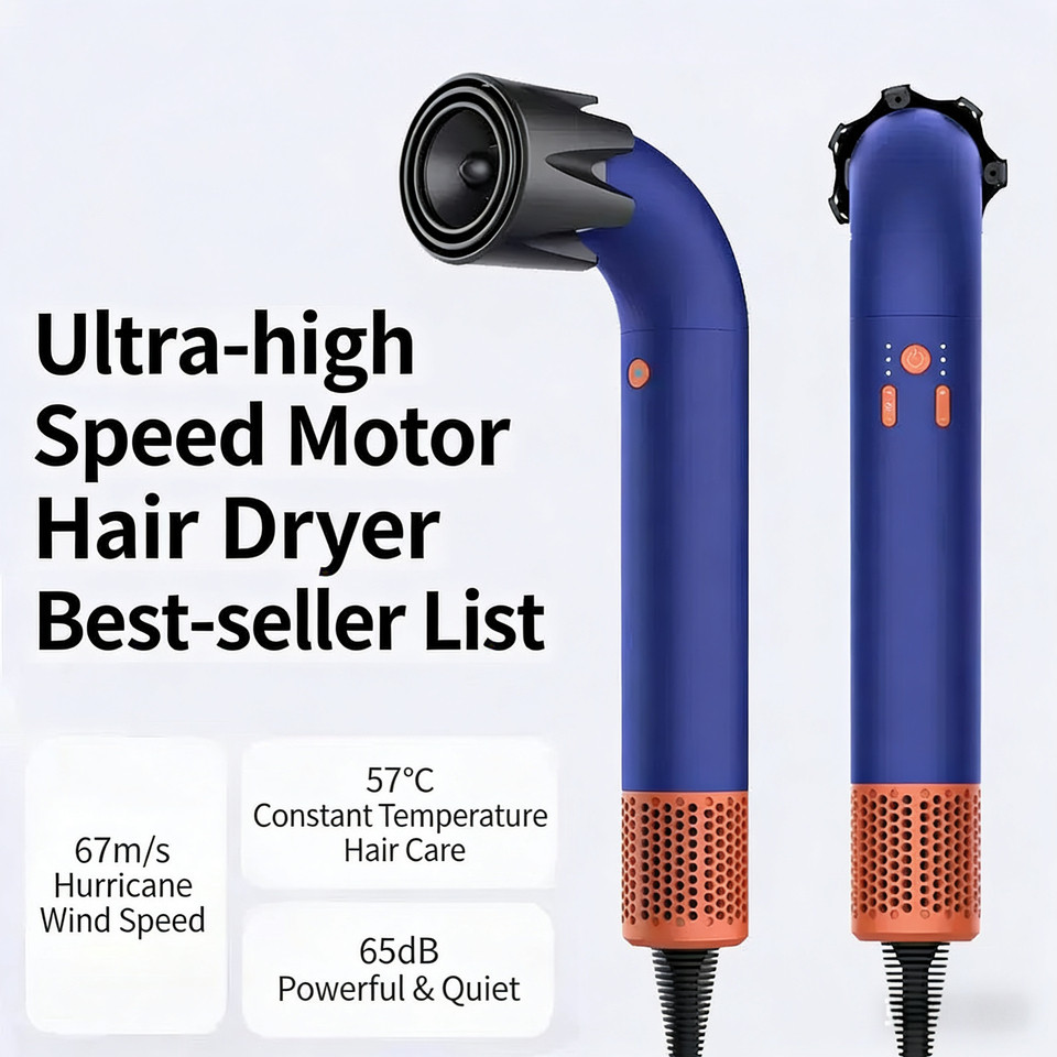 High-speed hair dryer, curved-tube hair dryer, 30-second quick drying, strong wind power, profession
