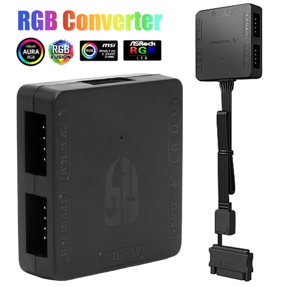 RGB Converter 5V 3Pin ARGB To 12V 4 Pin RGB Light Transfer RGB Fan Converter Powered By SATA for RGB