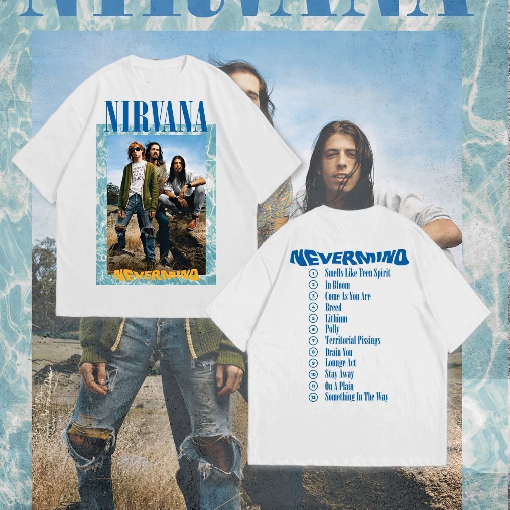 Baju Kaos P&B Oversize Nirvana Nevermind - T Shirt Nirvana Oversized White 20s Kaos Pria