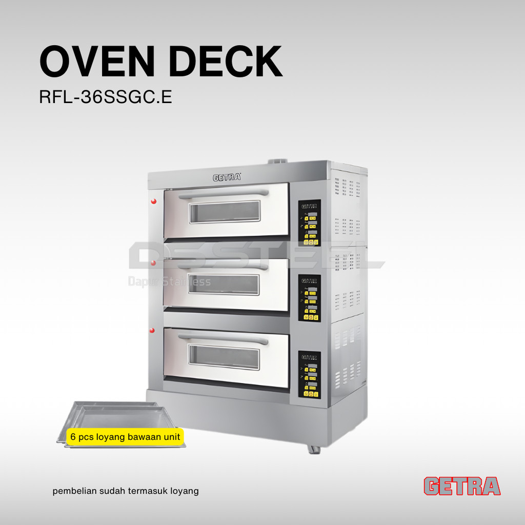 GETRA Gas Baking Oven RFL-36SSGC.E / Oven Getra 3 Deck 6 Loyang Digital