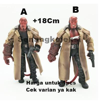 Action Figure Hellboy Loose Anak Karet Toy High Quality PVC 18 Cm Dengan Artikulasi Dan Handgun Untu