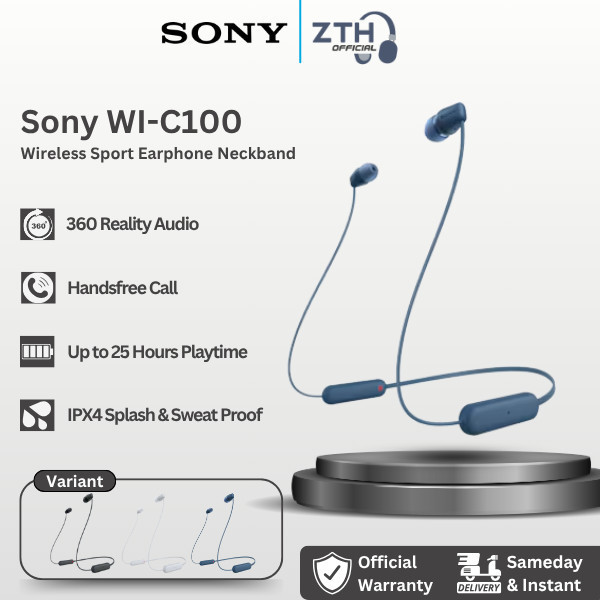 Sony WI-C100 / WI C100 / WIC100 Wireless Sport Earphone Neckband