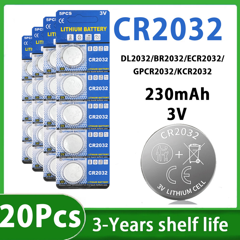 5-100PCS Baterai Kancing CR2032 2032 3V 230mAh Baterai Lithium Untuk Jam Tangan, Mainan, Kalkulator,