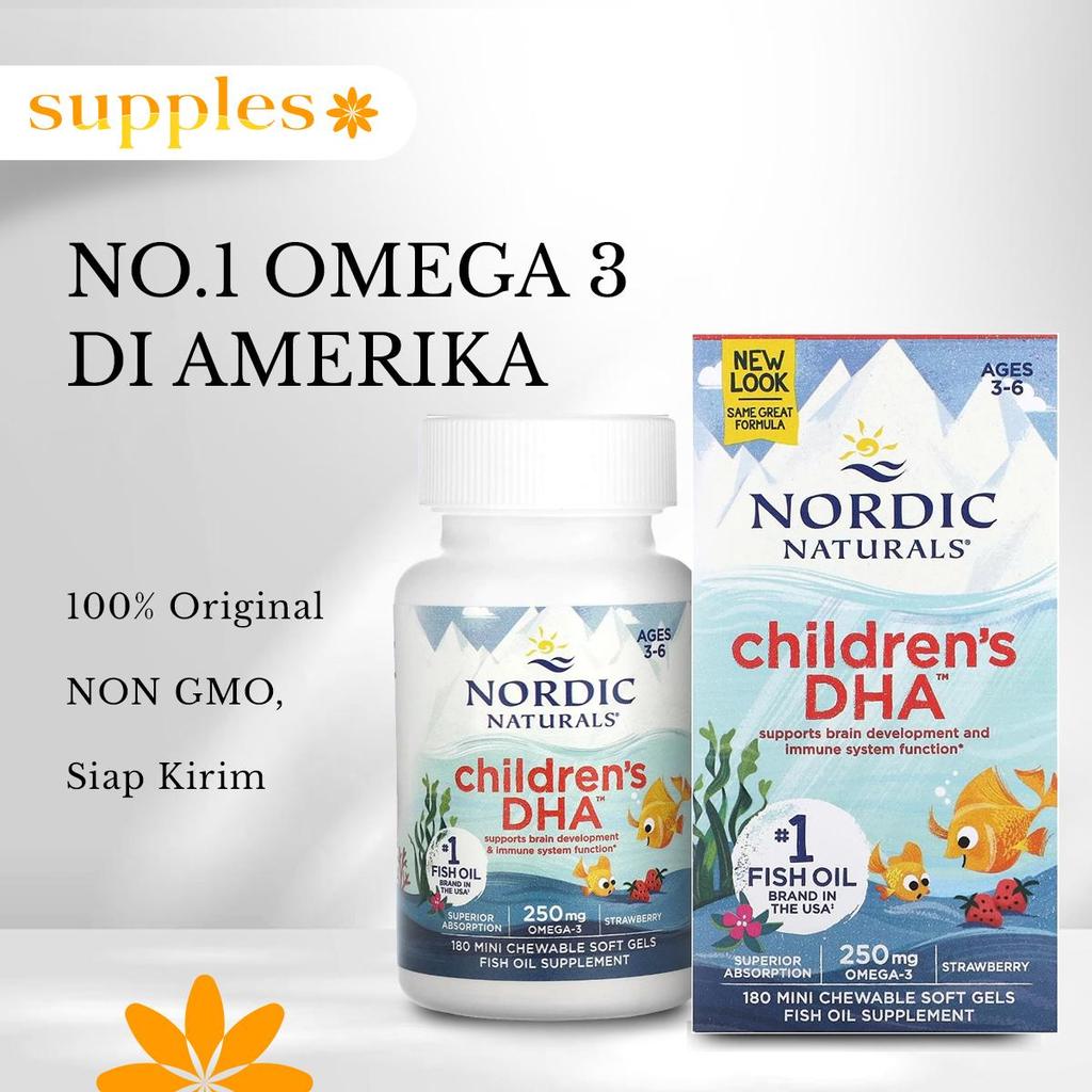 ORI USA Nordic Naturals Children DHA Ukuran Besar isi 180 Softgels Suplemen Anak Omega 3 Untuk Perke