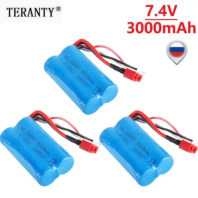 7.4V 3000mah lipo Battery 18650 2S T Plug for Q46 Wltoys 10428 /12428/12423 RC Car Spare Accessories