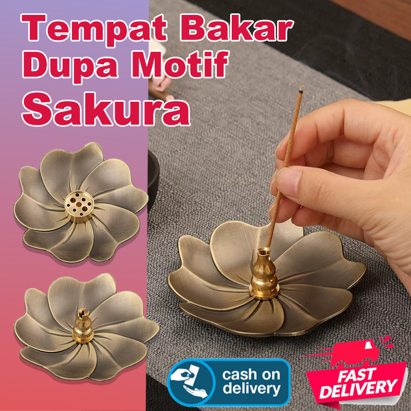 Ready Stock Tempat Dupa Kuningan 9 Lubang Labu Hio Stik Sakura Estetik Dekorasi Kamar Incense Holder
