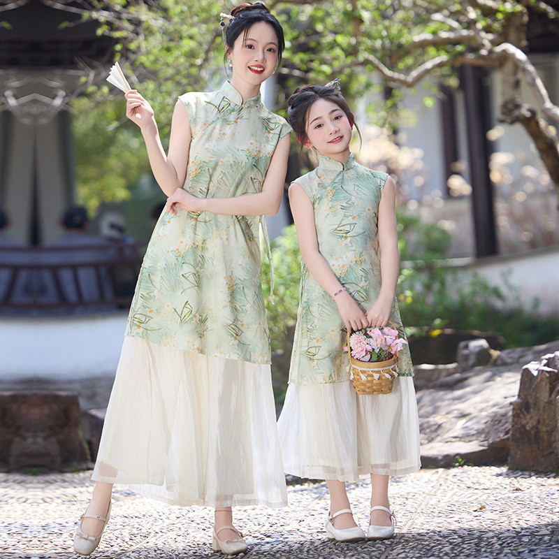[MIMPI CIAN] Cheongsam Hanfu Anak Perempuan, Pakaian Ibu-Anak Gaya Cina, Baju Tang Anak-Anak